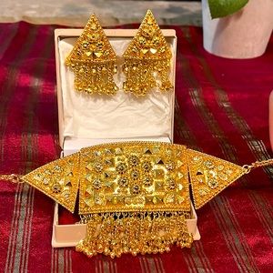 ⭐️Stunning Gold Indian/Pakistani Earrings and Choker Set⭐️